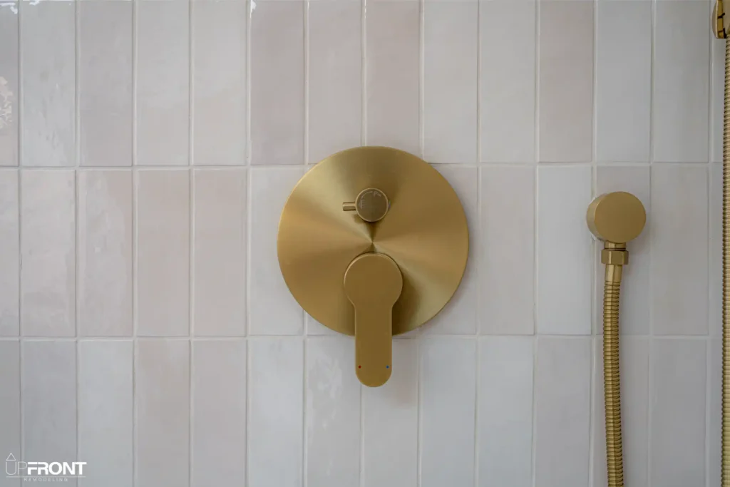 Master bathroom remodel in Westlake Village, with a freestanding soaking tub and zellige-tiled shower — photo 10 of 15