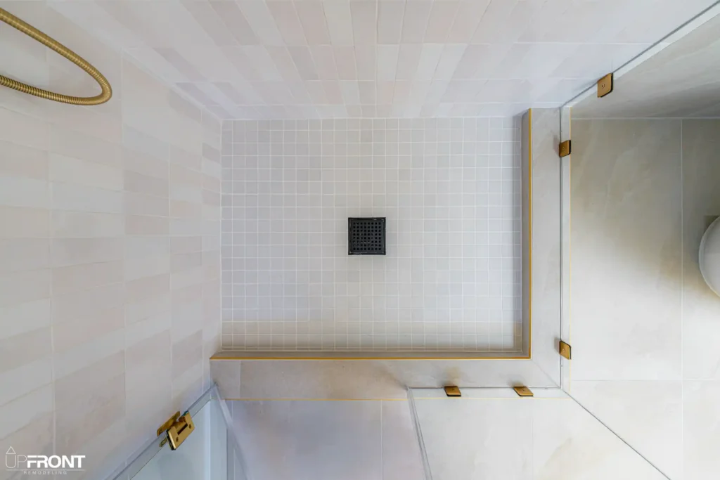 Master bathroom remodel in Westlake Village, with a freestanding soaking tub and zellige-tiled shower — photo 12 of 15